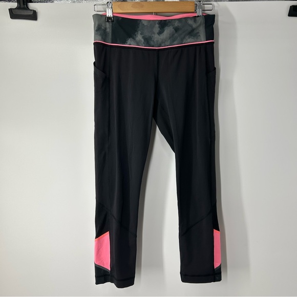 lululemon athletica Black and Pink Leggings Size 6 - Picture 1 of 5